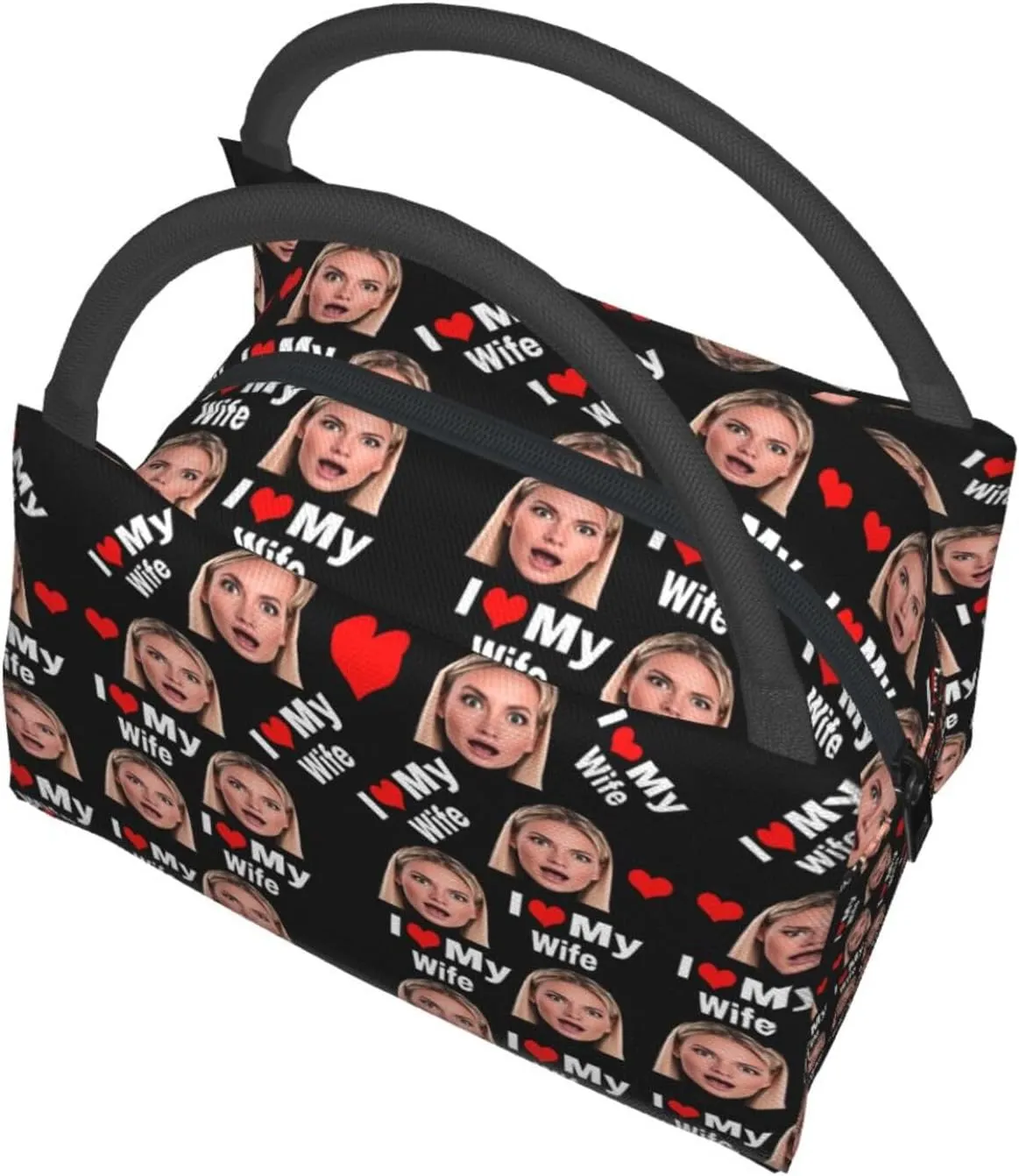 Personalized Insulated Lunch Bag for Men Women, Reusable Custom Large Capacity Lunch Box, Customized Leakproof Thermal Meal Cooler Handbags Tote Bag for Office Work Picnic, I love my wife Women Face