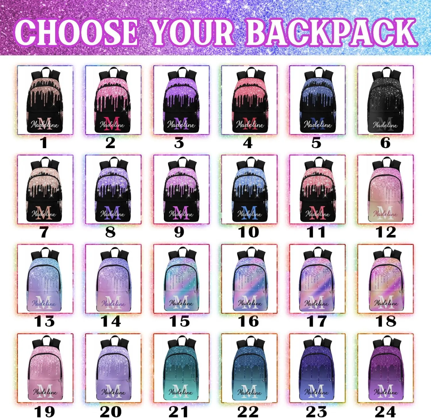 Personalized Kids Schoolbag Backpack and Lunch Bag Sets with Name Multi Color Personalized Backpacks for Girls Elementary School Backpack for Daughter Son