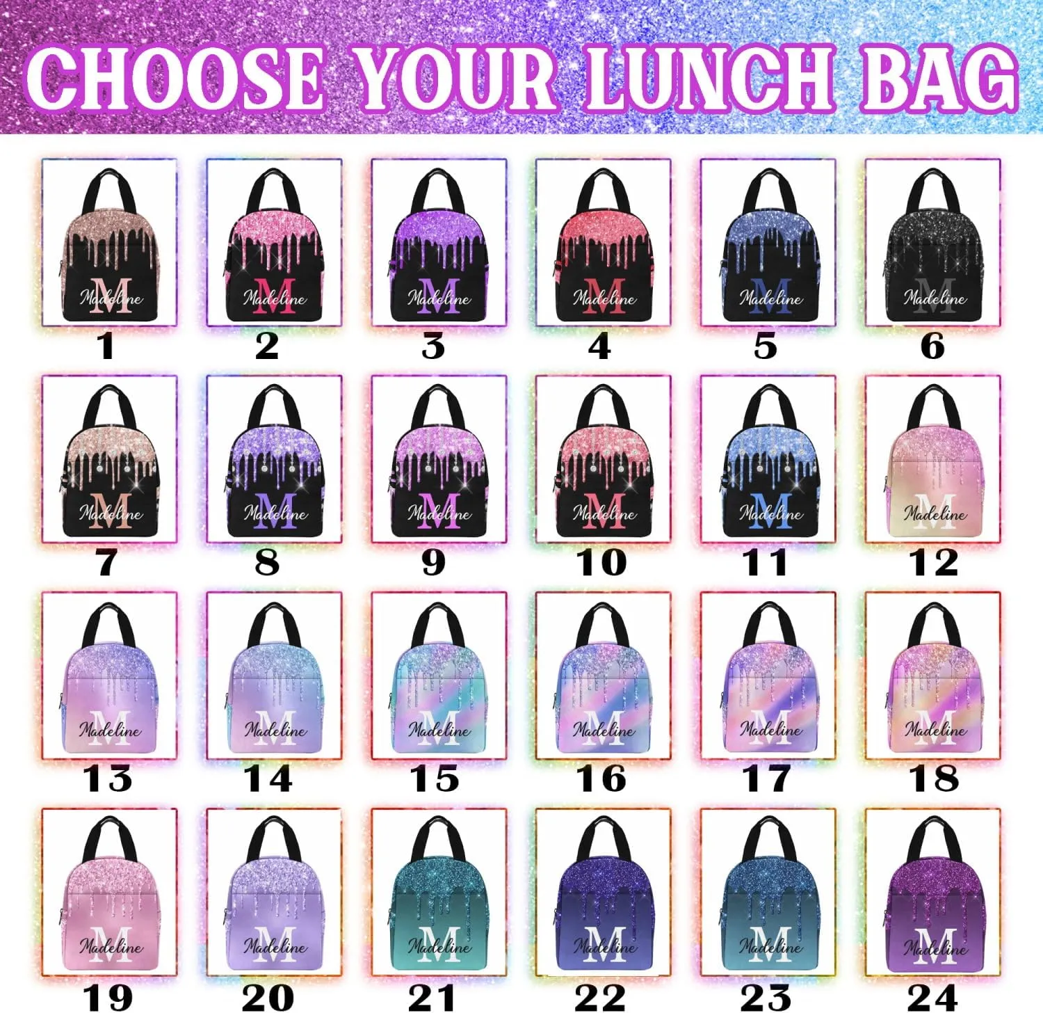 Personalized Kids Schoolbag Backpack and Lunch Bag Sets with Name Multi Color Personalized Backpacks for Girls Elementary School Backpack for Daughter Son