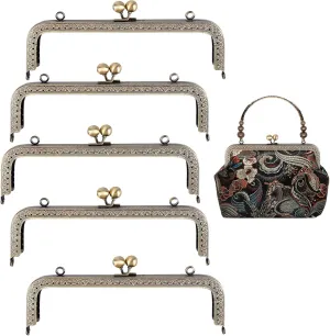 PH PandaHall 5pcs 7.8 Inch Square Coin Purse Clasp, Metal Frame Kiss Clasp Lock Purse Handle Frame Red Copper Kiss Clasp Frame for Purse Making Square Bag Clutch Frame DIY Craft