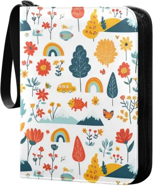 photo album cards album display holder with double sided removable sleeves for game, baseball cards collection Colorful Flower Trees