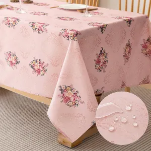 Pink Floral Rectangle Tablecloth Vintage Shabby Chic Flower Table Cloth Spring Table Cover Waterproof for Dinner Kitchen Picnic, Pink, 60x84 Inches