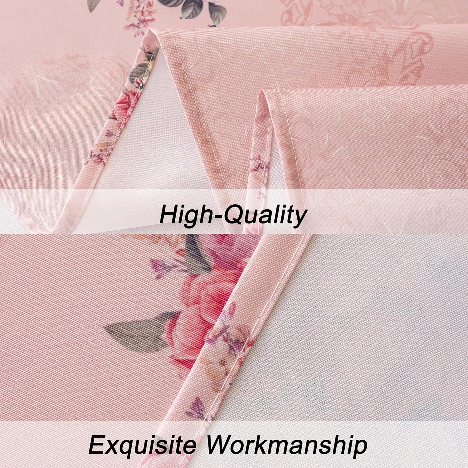 Pink Floral Rectangle Tablecloth Vintage Shabby Chic Flower Table Cloth Spring Table Cover Waterproof for Dinner Kitchen Picnic, Pink, 60x84 Inches
