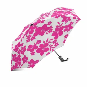 pink Hibiscus flower pattern print on Umbrella Automatic Foldable with totes