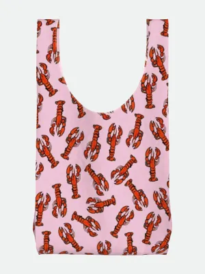Pink Lobster Print Parachute Waterproof Shopper Bag