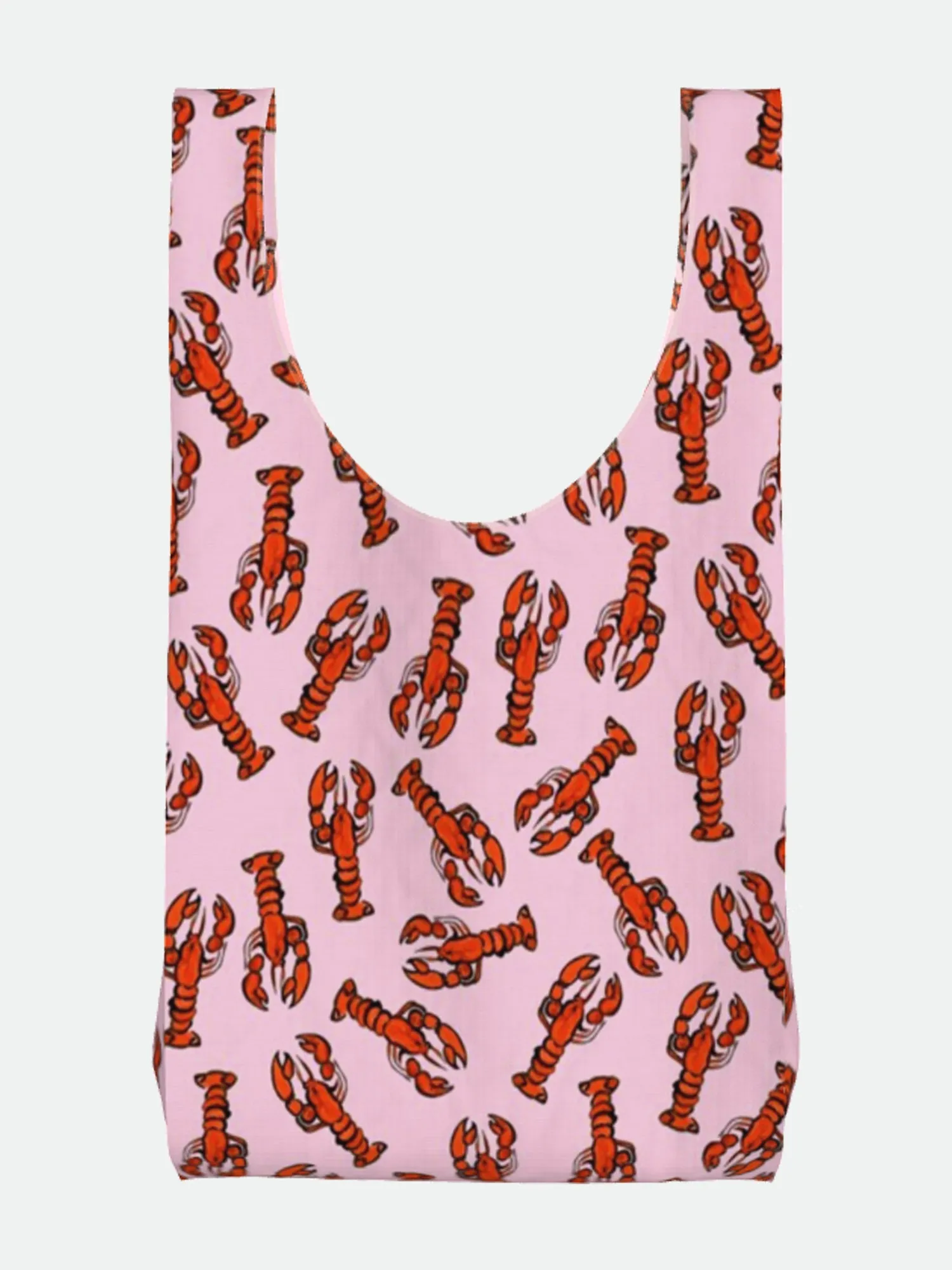 Pink Lobster Print Parachute Waterproof Shopper Bag