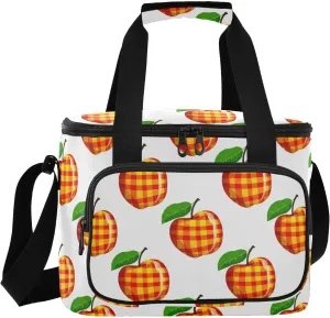 Plaid Fruit White Insulated Cooler Bag for Women Men Leakproof 24 Can Camping Car Cooler for Work Office Picnic