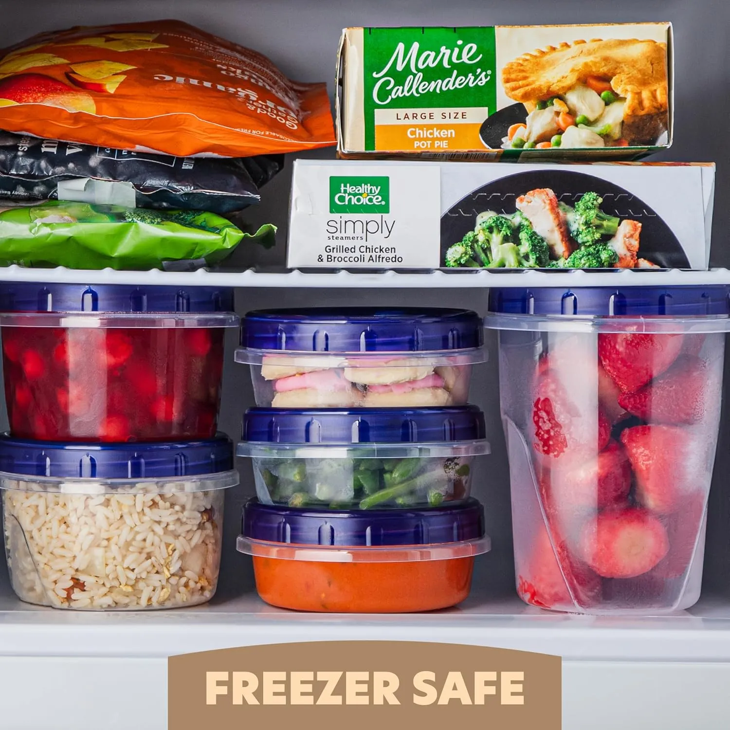PLASTICPRO 24 Pack Twist Top Containers Assorted Sizes Plastic Food Storage Containers with Blue Twist on Lids Stackable Reusable
