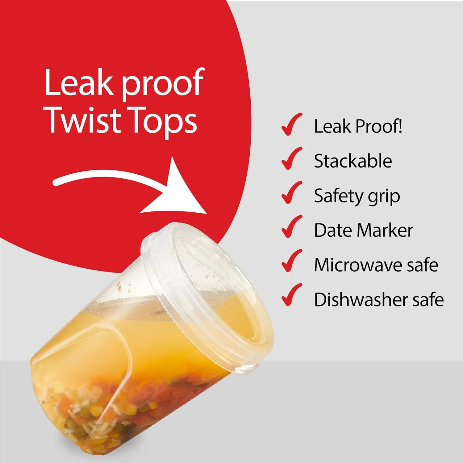PLASTICPRO 6 Pack Twist Cap Food Storage Containers with Clear Screw on Lid- 32 oz Reusable Meal Prep Containers - Freezer and Microwave Safe Clear Plastic Food Storage