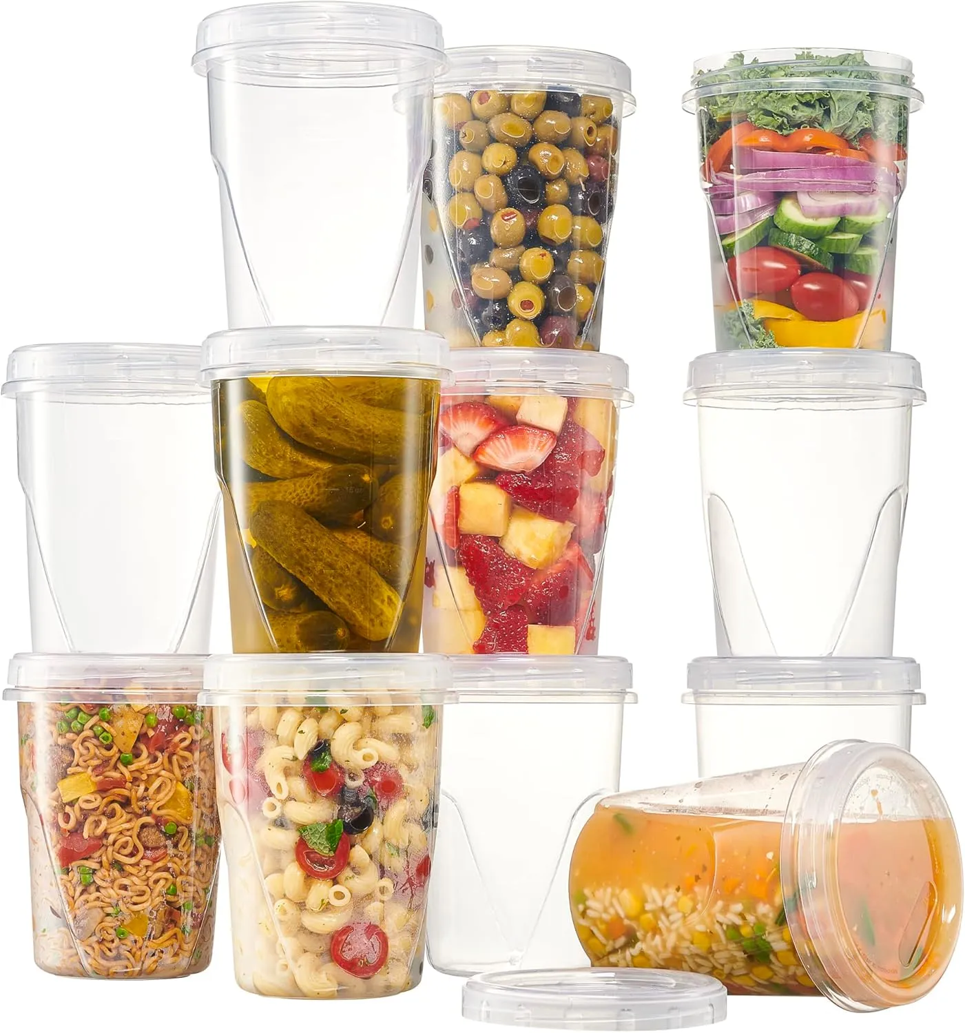 PLASTICPRO 6 Pack Twist Cap Food Storage Containers with Clear Screw on Lid- 32 oz Reusable Meal Prep Containers - Freezer and Microwave Safe Clear Plastic Food Storage