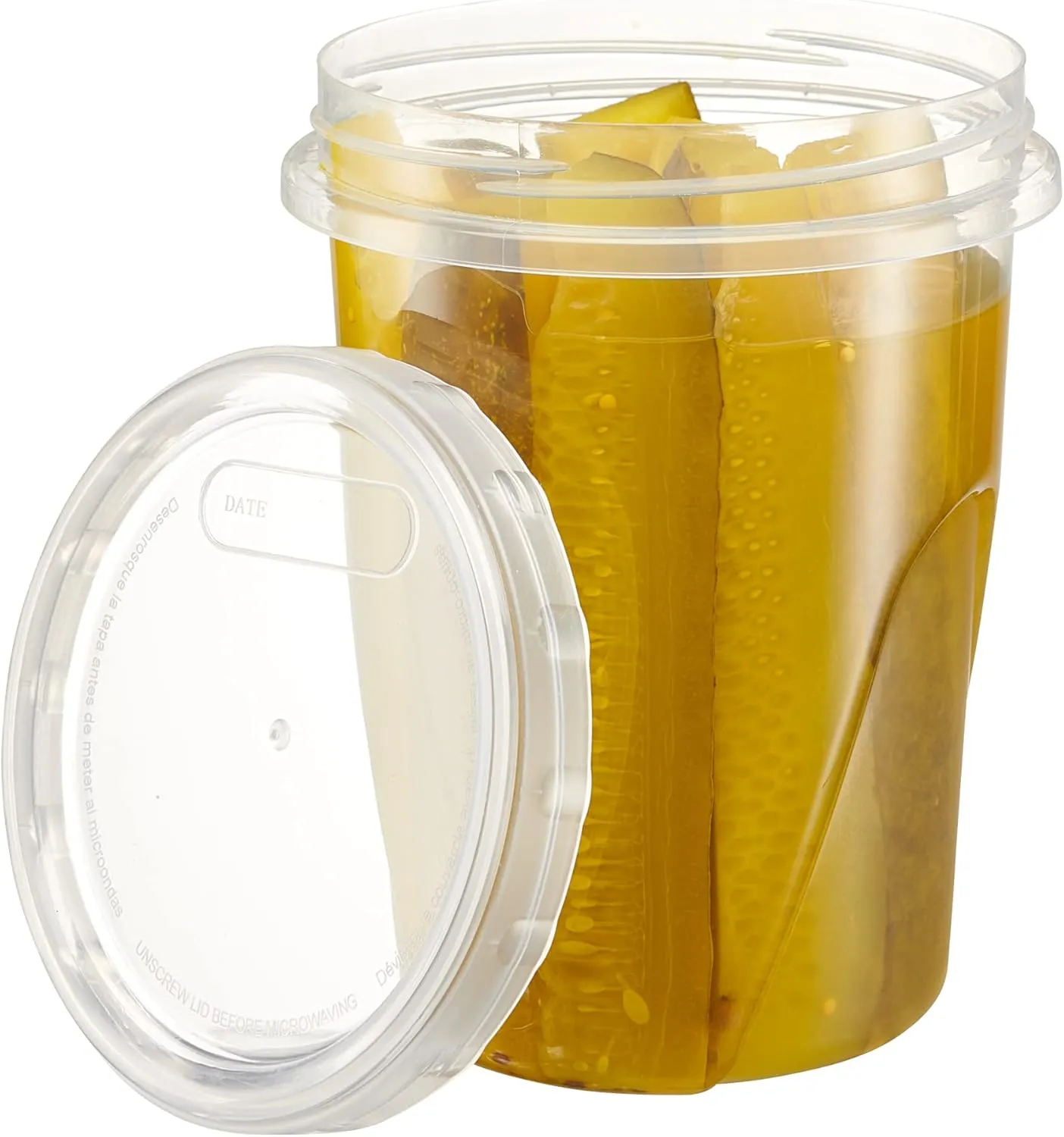 PLASTICPRO 6 Pack Twist Cap Food Storage Containers with Clear Screw on Lid- 32 oz Reusable Meal Prep Containers - Freezer and Microwave Safe Clear Plastic Food Storage