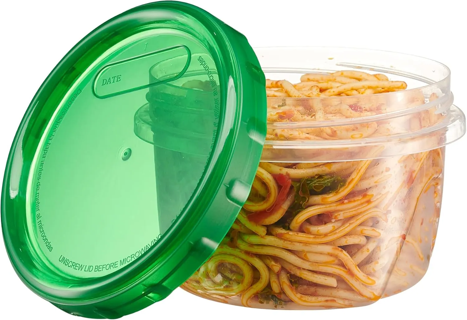 PLASTICPRO 6 Pack Twist Cap Food Storage Containers with Green Screw on Lid- 16 oz Reusable Meal Prep Containers - Freezer and Microwave Safe Green Plastic Food Storage