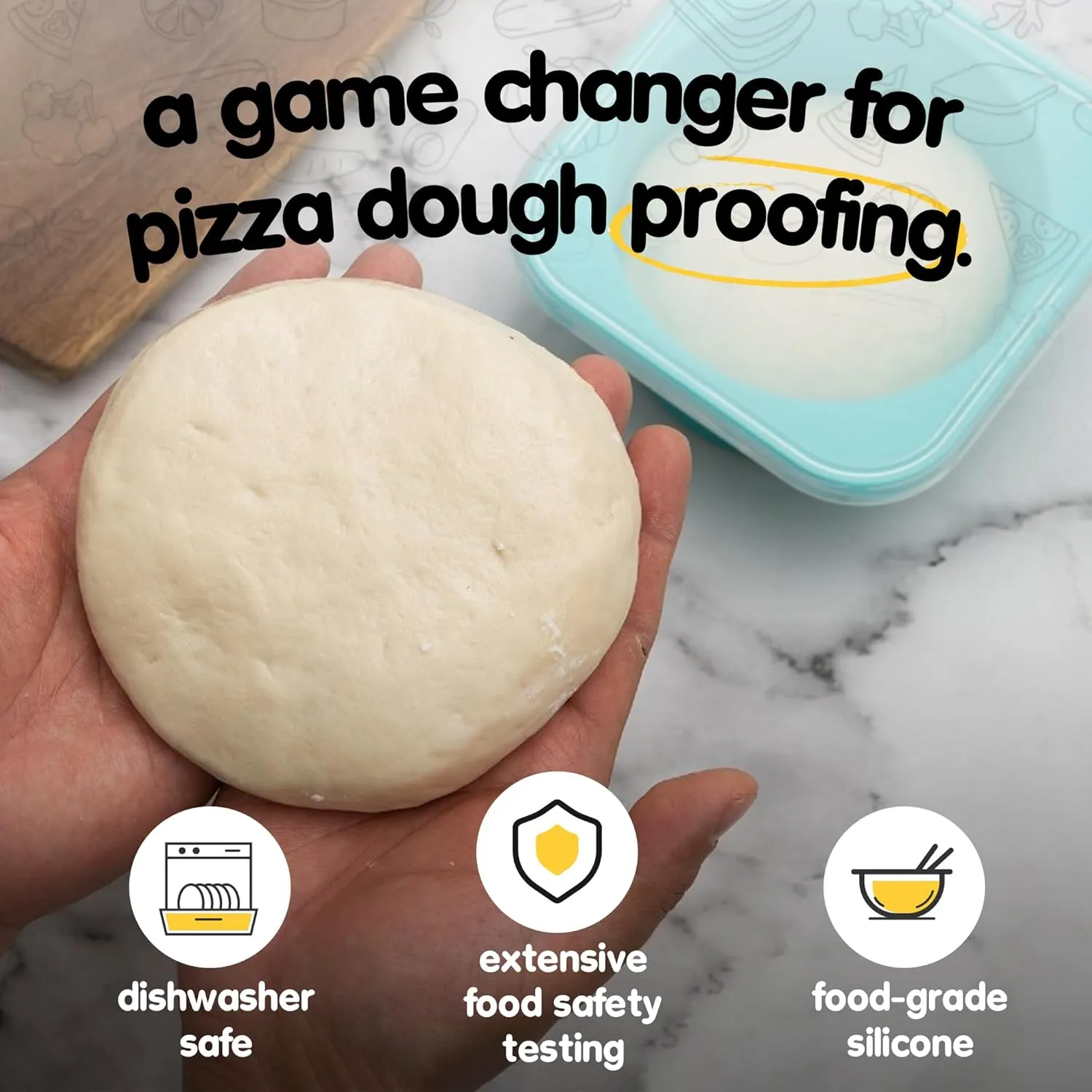 PLUS 1000ml Pizza Dough Proofing Containers for DIY family Artisan Pizza, Food Grade Silicone Stackable Boxes with Lids, Freezer, Fridge, Dishwasher Safe,4sets (Green Space Gray Yellow Red)