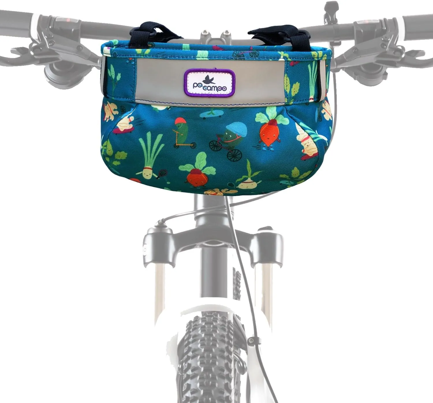 Po Campo Kids Bicycle Basket – Whoosh Bike Basket – Front Frame Handlebar Bag – Waterproof Fabric Bike Basket for Boys, Girls, Toddlers Bike or Scooter