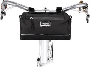 Po Campo Kinga Handlebar Bag 2 - Durable, Waterproof Bicycle Storage Baskets for Front Mount - Compact Bike Bags that Convert to Crossbody (Black Ripstop)