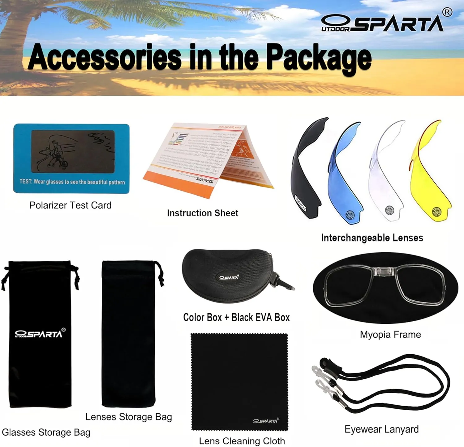 Polarized Sports Sunglasses Cycling Glasses With 5 Interchangeable Lenses Driving Shades For Men & Women