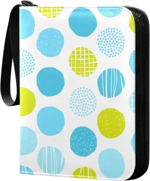 Polka Dot Background Card Binder for Trading Cards, 4 Pocket with 50 Sleeves up to 400 Cards, Double Sided Pockets Card Holder Carry Case for Baseball Card, Football Card, Gaming Cards