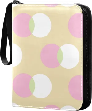Polka Dot Pattern Card Binder for Trading Cards, 4 Pocket with 50 Sleeves up to 400 Cards, Double Sided Pockets Card Holder Carry Case for Baseball Card, Football Card, Gaming Cards