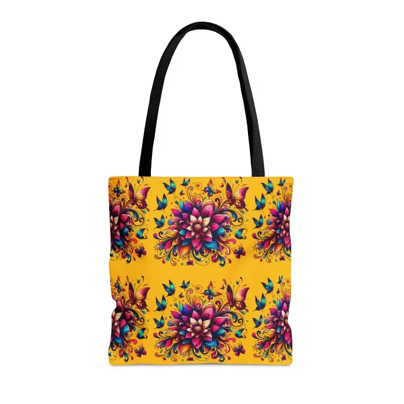 Polyester Tote Bag with Large Vibrant Flowers