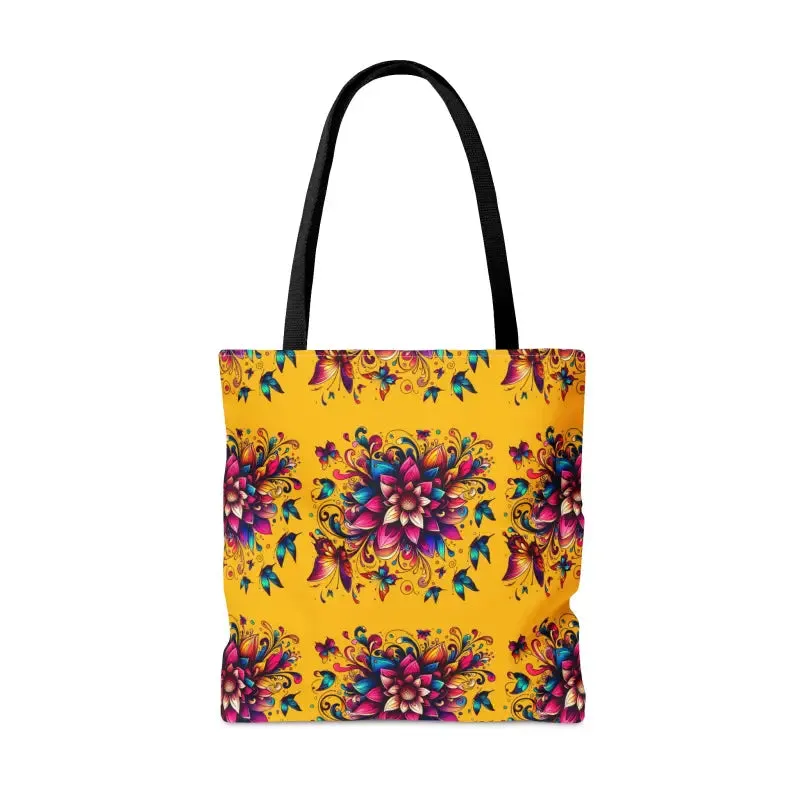 Polyester Tote Bag with Large Vibrant Flowers