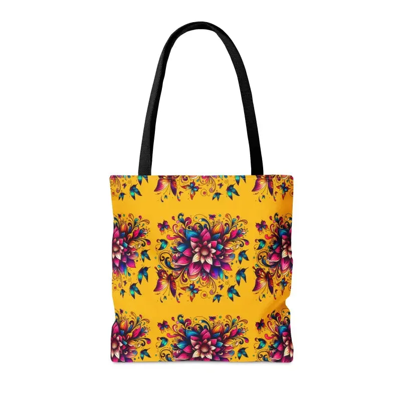 Polyester Tote Bag with Large Vibrant Flowers