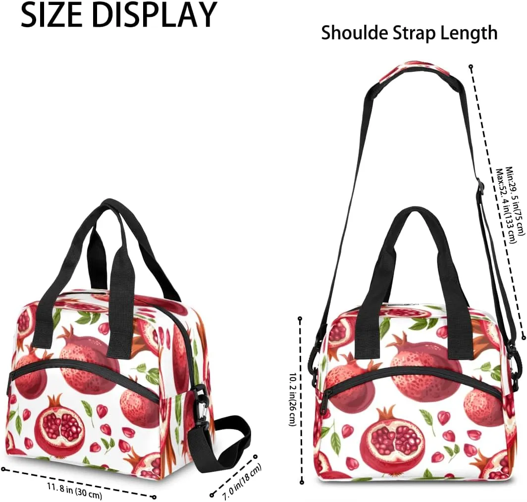 Pomegranate Lunch Bag Large Capacity Insulated Lunch Box with Adjustable Shoulder Strap Leakproof Reusable Lunch Tote Bag for Men Women Work Office Picnic Gift