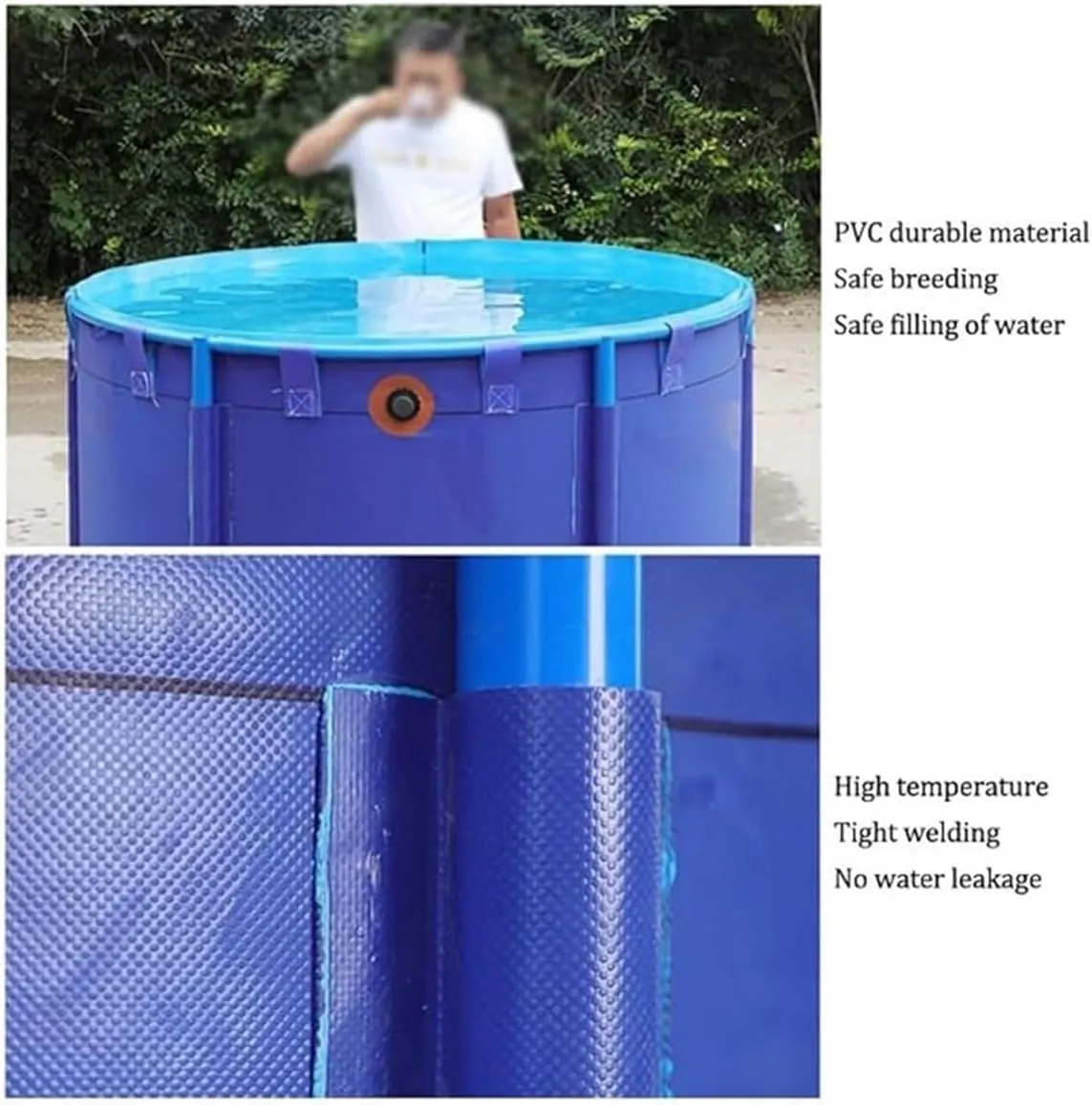 Pool Canvas Fish Pond, Round above Ground Water Storage Tank with Frame, Large Collapsible Outdoors Tarpaulin for Koi Pond Culture Agricultural Irrigation(4.9x3.3ft(1.5x1m))