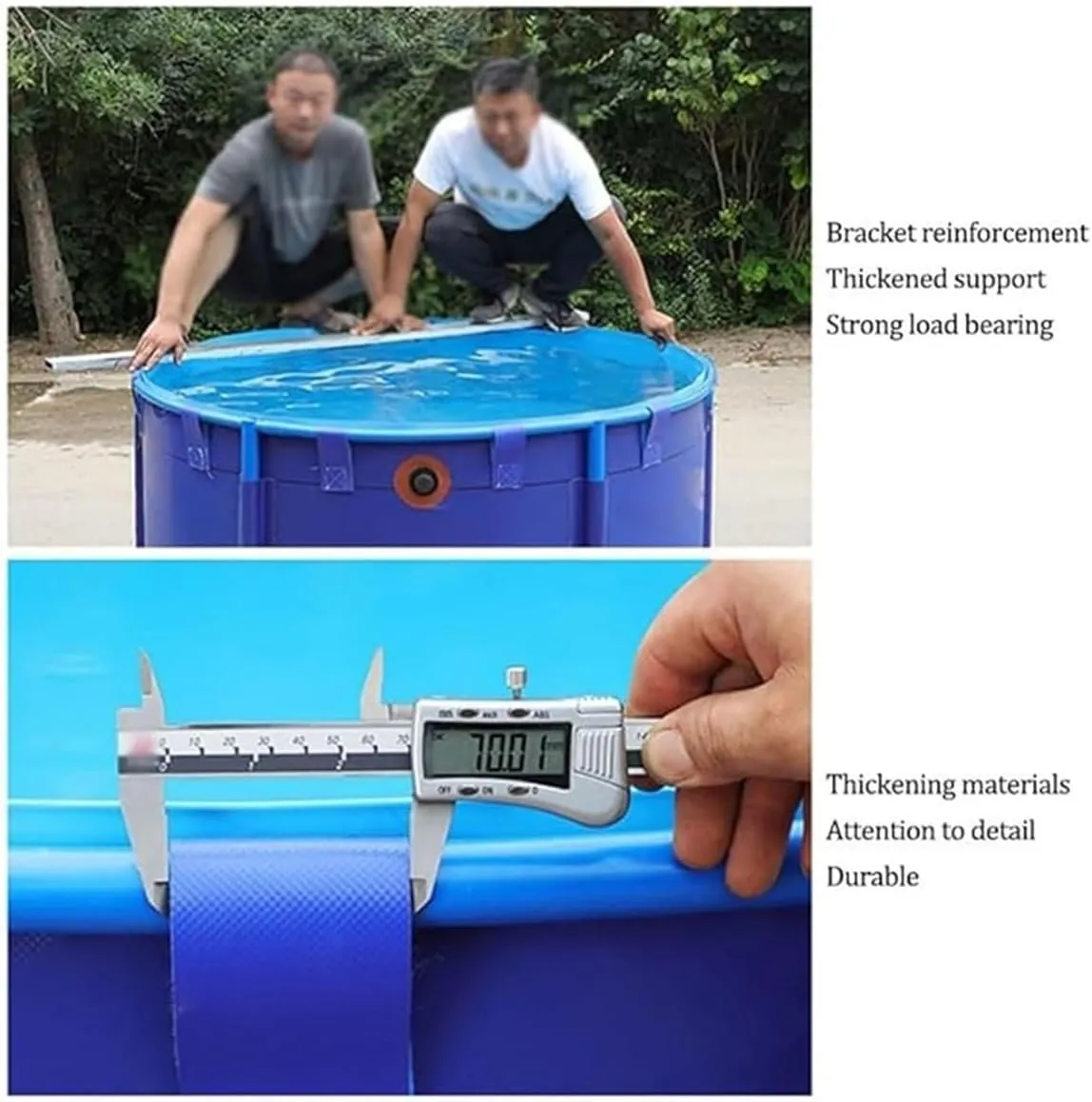 Pool Canvas Fish Pond, Round above Ground Water Storage Tank with Frame, Large Collapsible Outdoors Tarpaulin for Koi Pond Culture Agricultural Irrigation(4.9x3.3ft(1.5x1m))