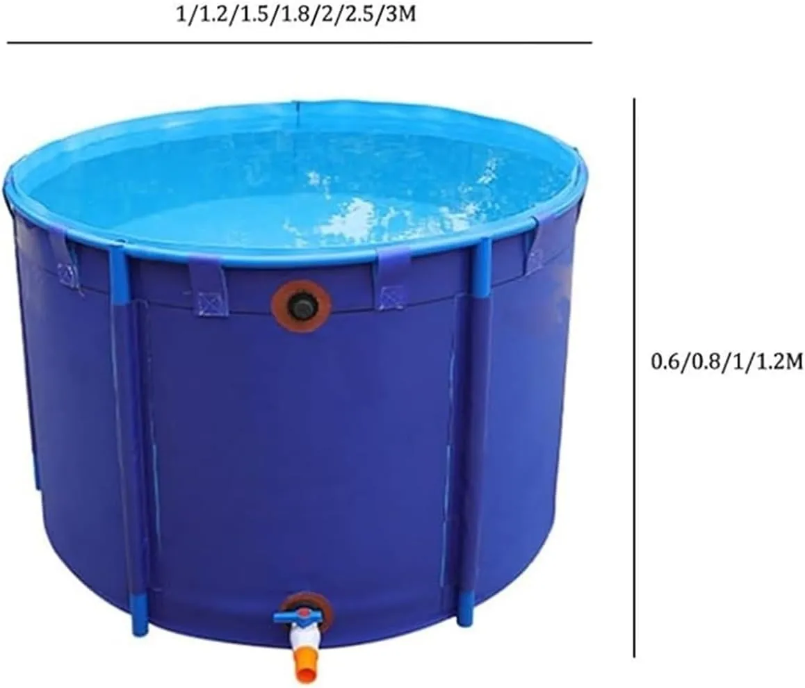 Pool Canvas Fish Pond, Round above Ground Water Storage Tank with Frame, Large Collapsible Outdoors Tarpaulin for Koi Pond Culture Agricultural Irrigation(4.9x3.3ft(1.5x1m))