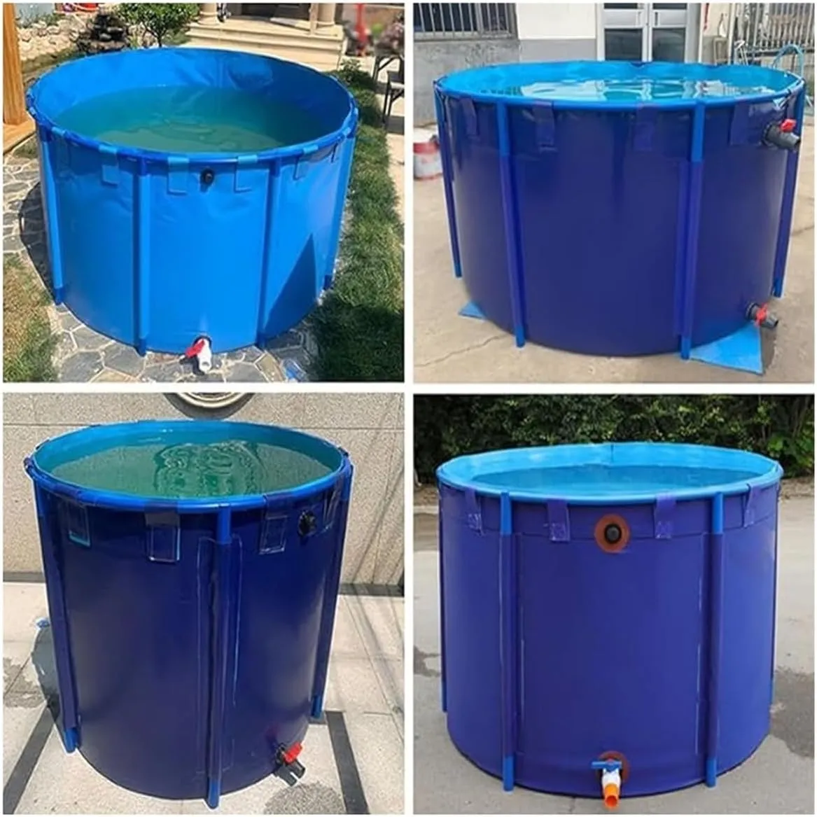 Pool Canvas Fish Pond, Round above Ground Water Storage Tank with Frame, Large Collapsible Outdoors Tarpaulin for Koi Pond Culture Agricultural Irrigation(4.9x3.3ft(1.5x1m))