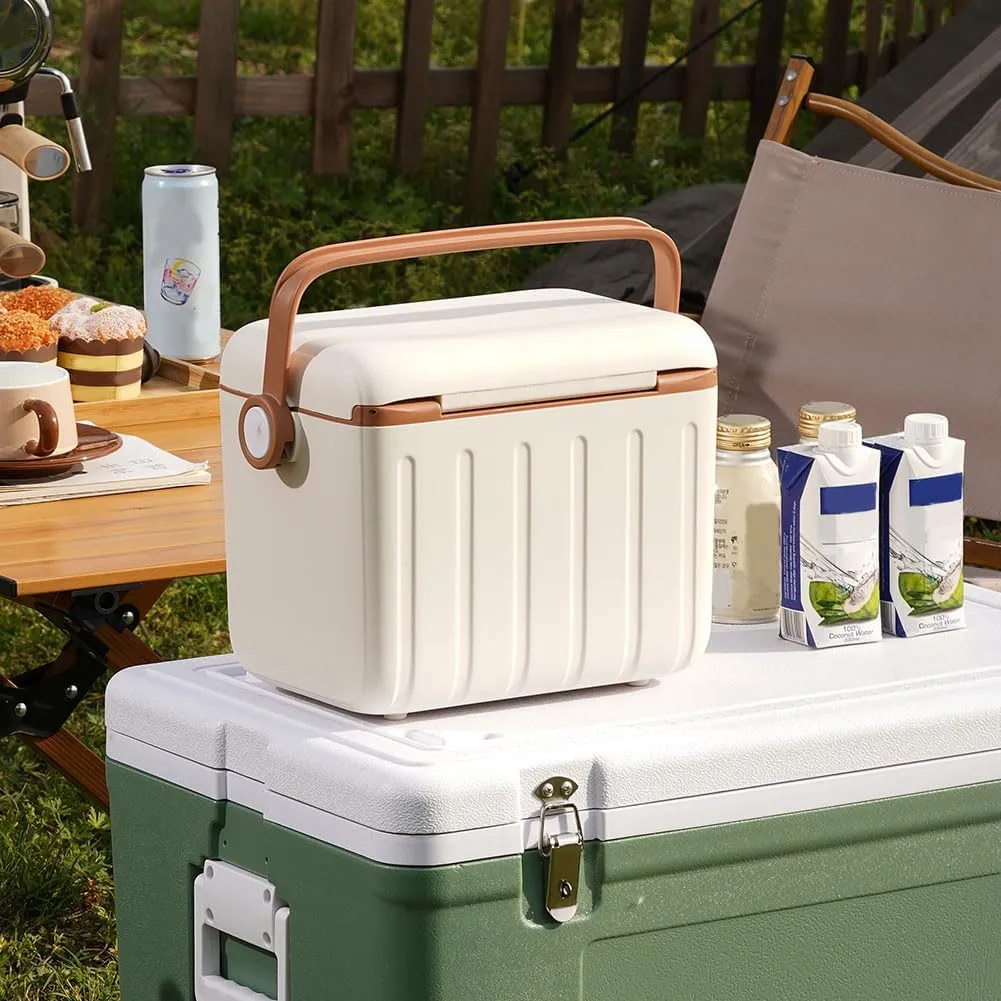 Portable 6L Insulated Cooler Box Ice Chest Hard Shell Ice Bucket for Outdoor Camping Picnic Beach