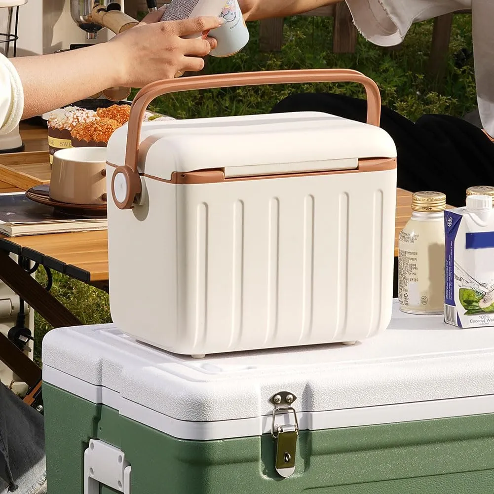 Portable 6L Insulated Cooler Box Ice Chest Hard Shell Ice Bucket for Outdoor Camping Picnic Beach