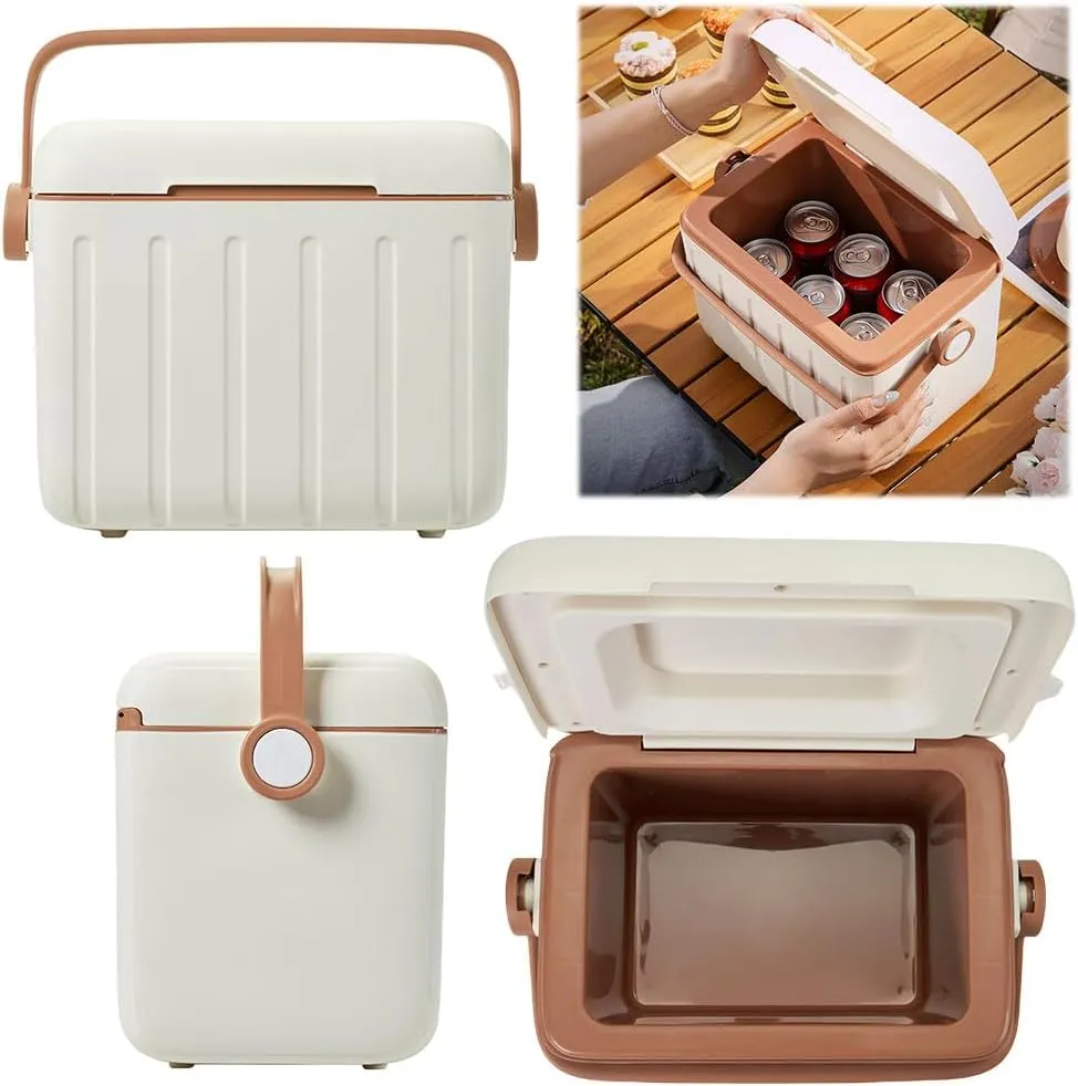 Portable 6L Insulated Cooler Box Ice Chest Hard Shell Ice Bucket for Outdoor Camping Picnic Beach
