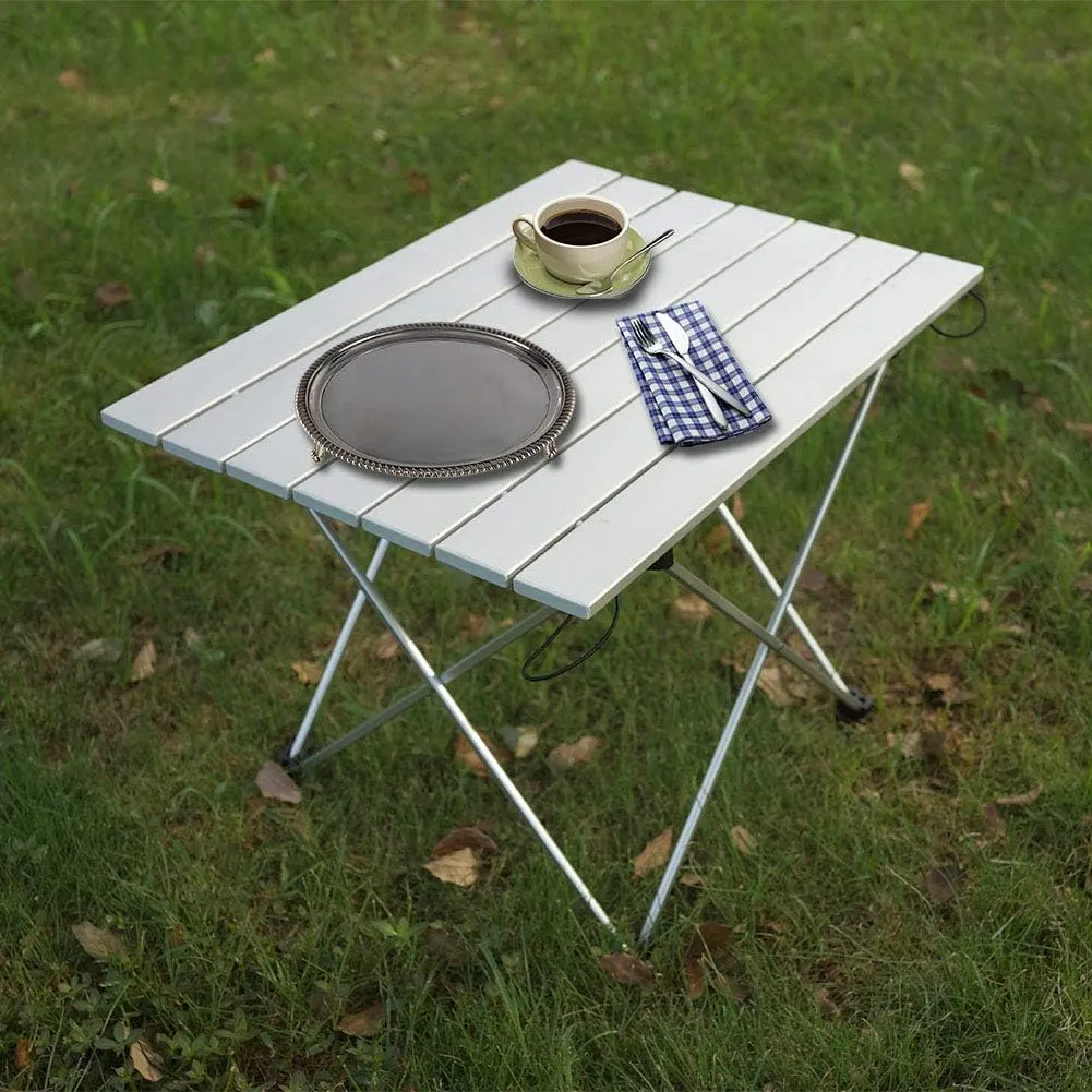 Portable Camping Table, Foldable Camping Table, Camp Table, Folding Table, Beach Table, Ultralight Aluminum Folding Beach Table, for Outdoor Cooking, Picnic, Camp, Travel (L)