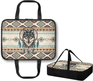 Portable Casserole Carrier Insulated Food Warmer Bag for Hot or Cold Dishes Lunch Tote Kitchen Accessories Ideal for Beach and Picnic Parties, Aztec Dreamcatcher Wolf Print