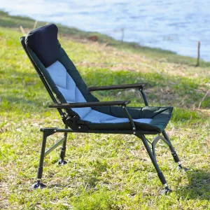 Portable Folding Camping Chair with Adjustable Backrest – Reclining Lounge Chair for Indoor & Outdoor Use at Beach, Hiking, Fishing – Green/Black/Grey (1 Pack) (Black   Grey) (1