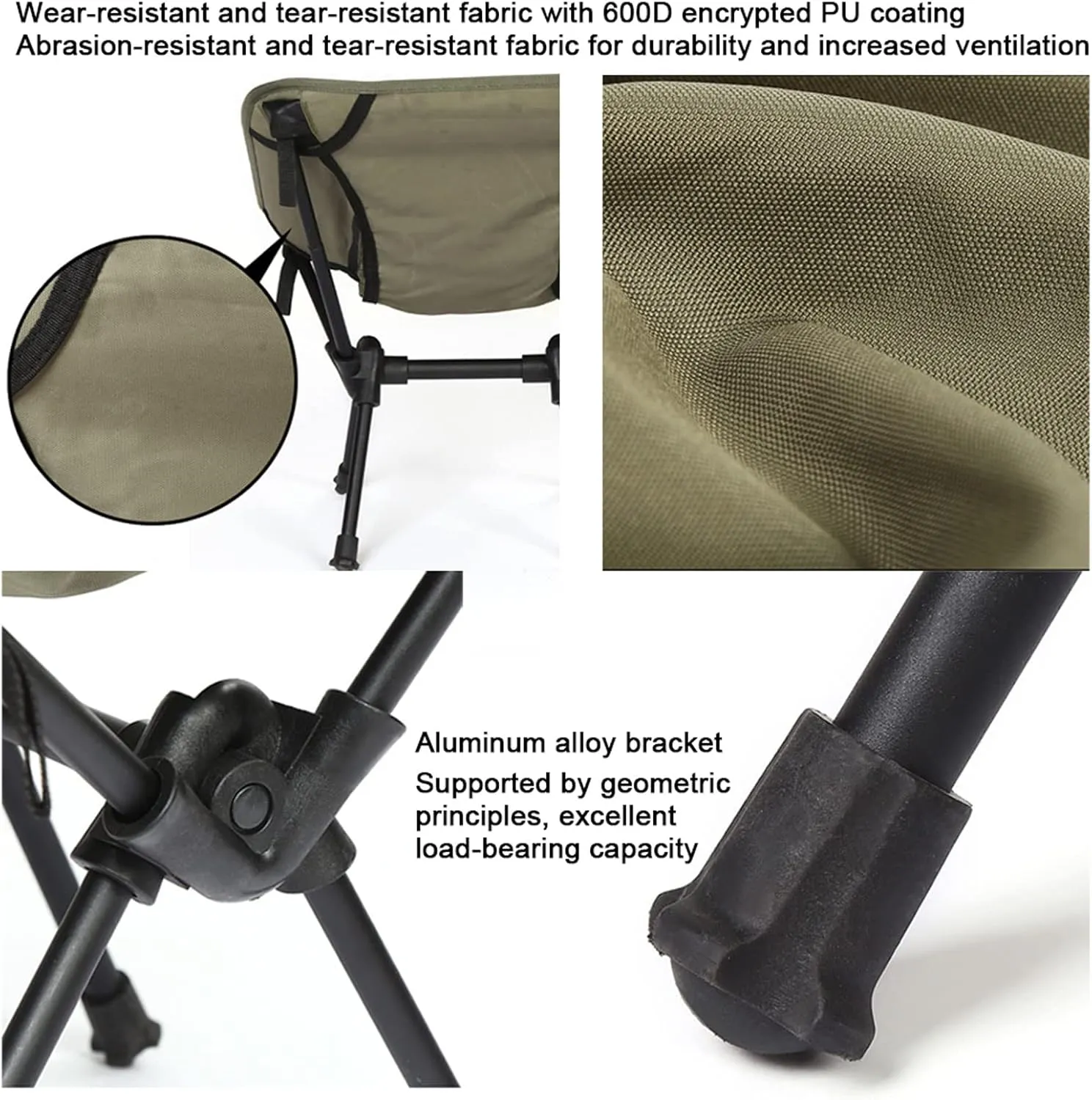 Portable Folding Chairs Outdoor Camping Heavy Duty Compact Backpacking Chair Comfort Lawn Beach with Carry Bag
