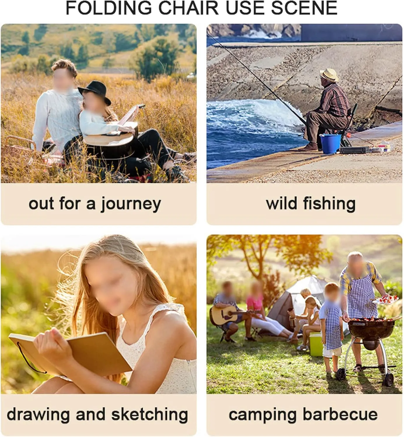 Portable Folding Chairs Outdoor Camping Heavy Duty Compact Backpacking Chair Comfort Lawn Beach with Carry Bag
