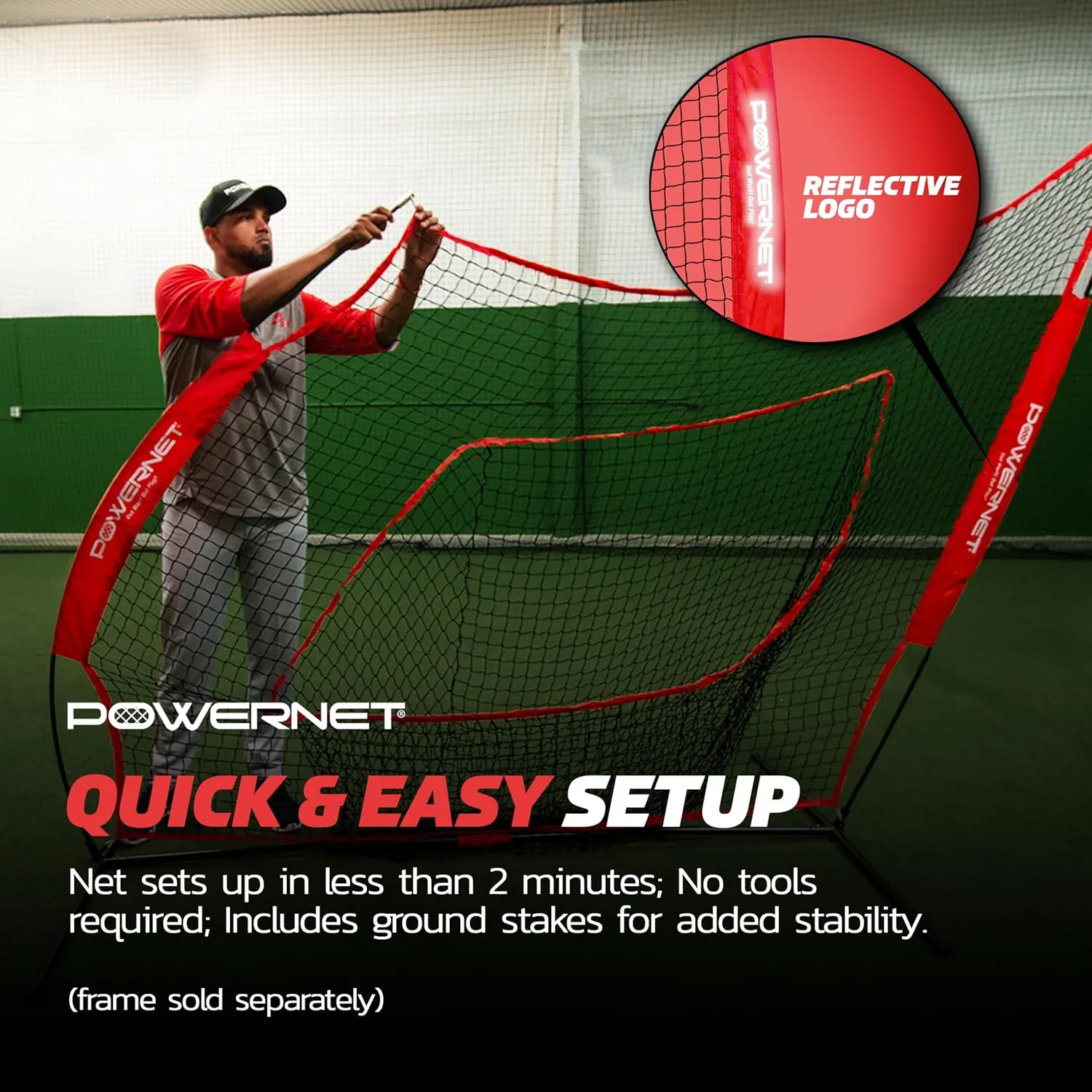 PowerNet 7x7 FT Baseball & Softball Net Replacement Parts, Replace 7x7 FT Frame, Net Only or Carry Bag, Metal Frame and Fiberglass Poles, Durable Nets & Bags Available in Team Colors