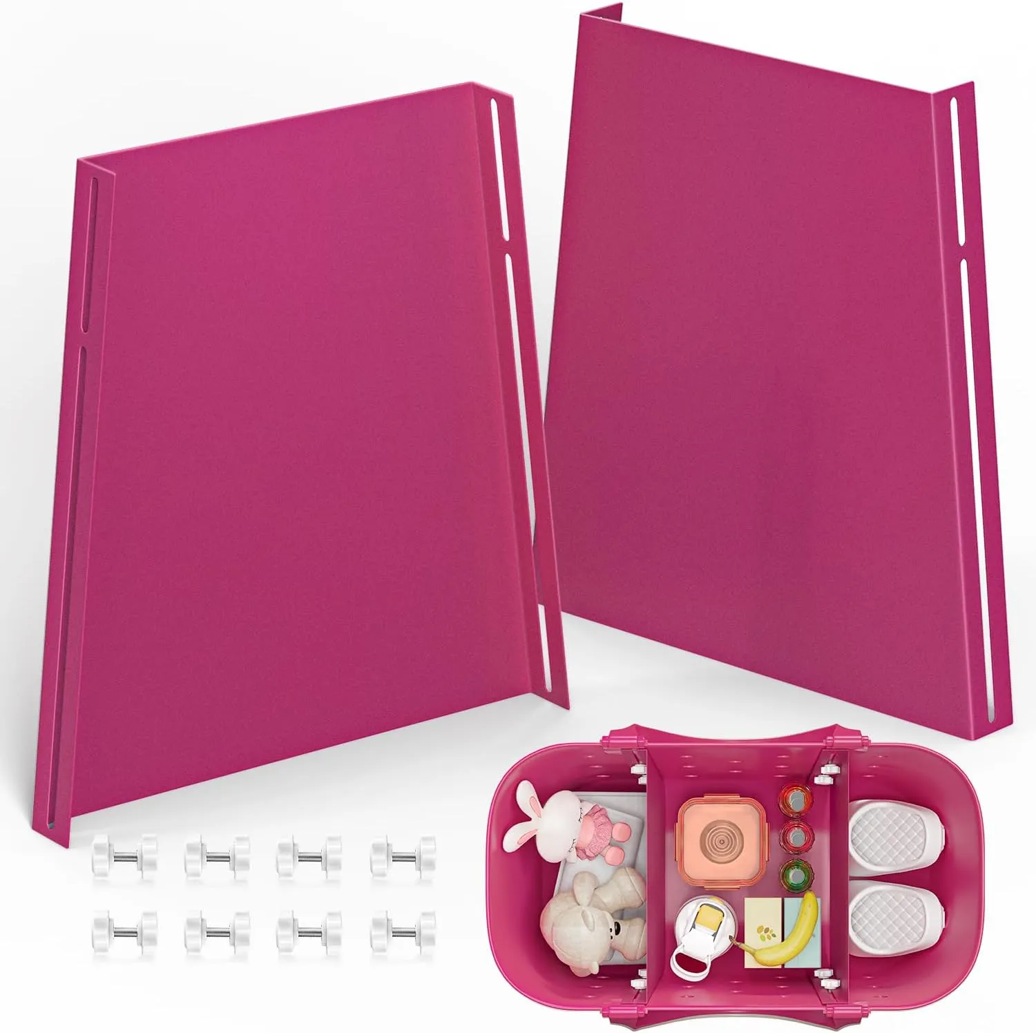PoYang Dividers for Large Simple Modern Bag Accessories 2 Pack, Lightweight Metal Divider Tray for Simply Modern Getaway Tote, Sturdy & Waterproof Beach Tote Bag Organizer Insert, Malibu Pink