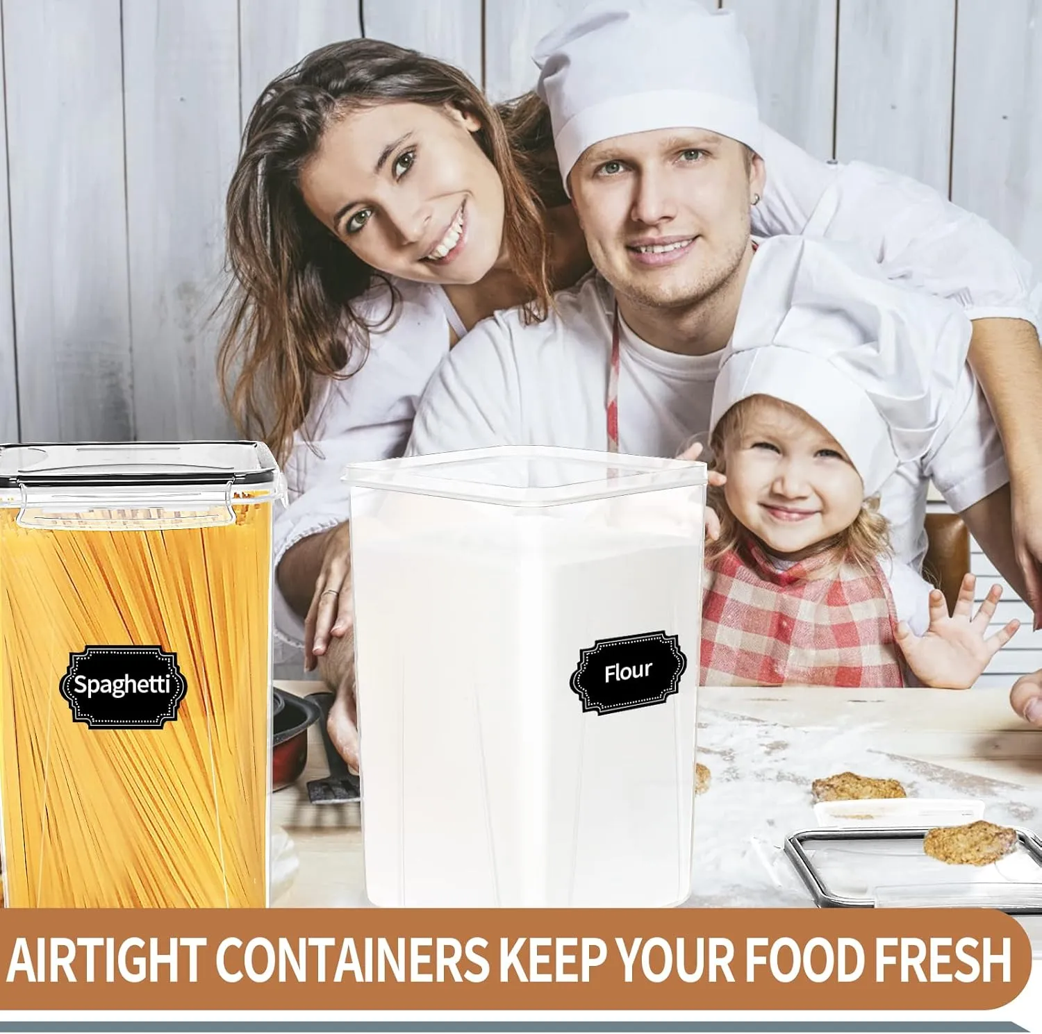 PRAKI Extra Large Tall Airtight Food Storage Containers 6.5L / 220oz, BPA Free, 4pcs Pantry Kitchen Organizers and Storage for Flour, Sugar, Plastic Flour Container with 20 Labels & Maker