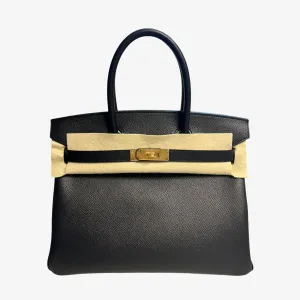 Pre-owned Hermès Black Birkin 30 Gold Hardware