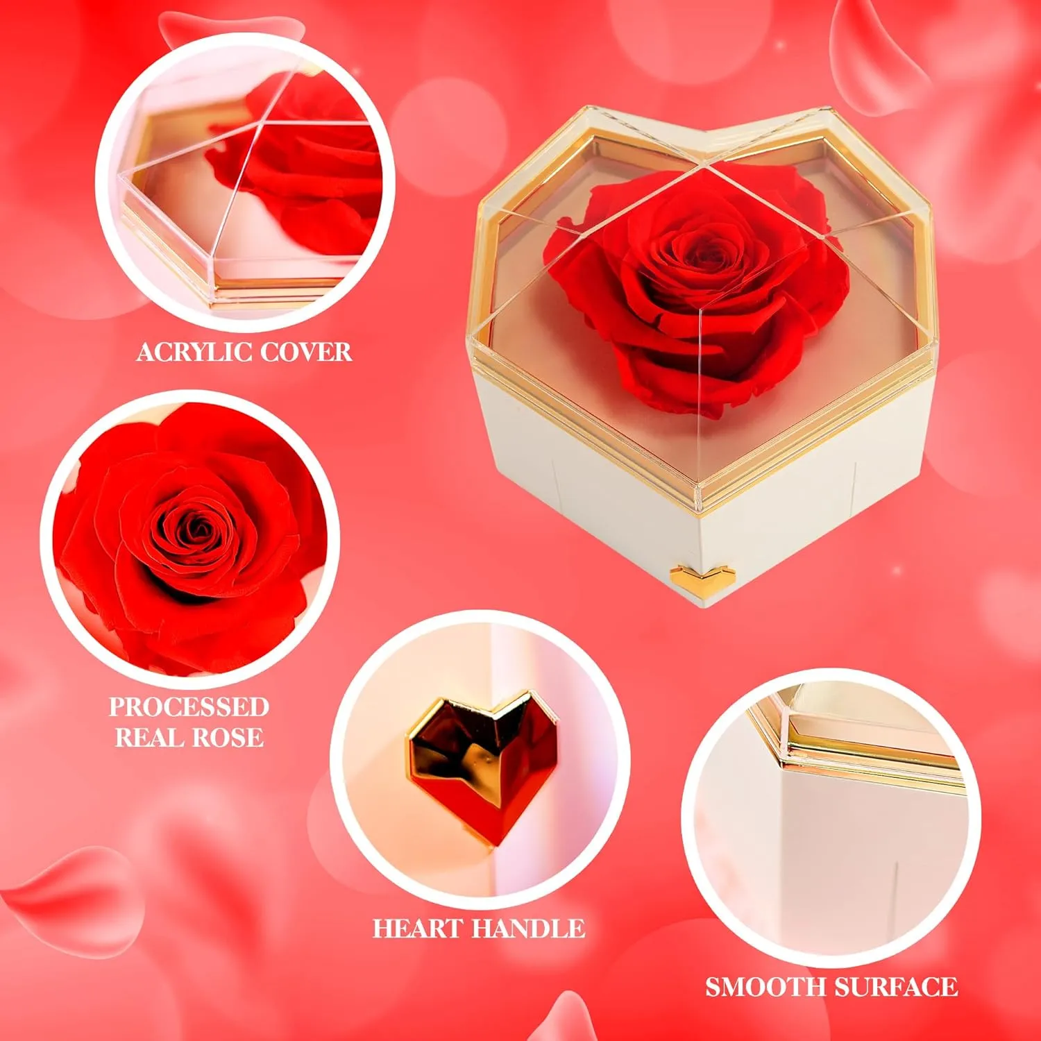 Preserved Flowers for Mom Preserved Roses Bouquet Gift Box Delivery Mother's Day Birthday Anniversary Prime Flores Eternal Love Red Rosas Real Natural Angel Heart Regalo Women Regalos