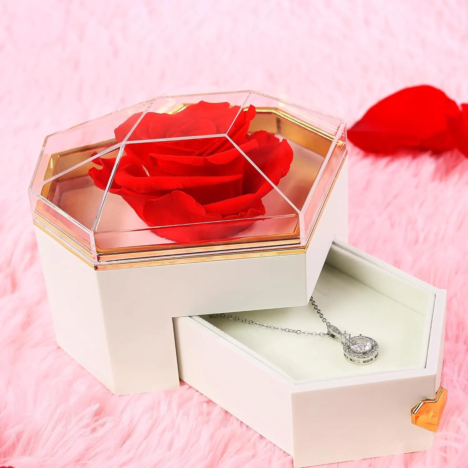 Preserved Flowers for Mom Preserved Roses Bouquet Gift Box Delivery Mother's Day Birthday Anniversary Prime Flores Eternal Love Red Rosas Real Natural Angel Heart Regalo Women Regalos