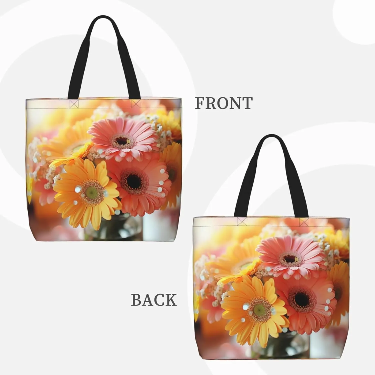 Pretty Flower Print Tote Bag Shoulde Bag Handbag Grocery Bags Reusable For Office Shopping Travel Casual Work Holiday