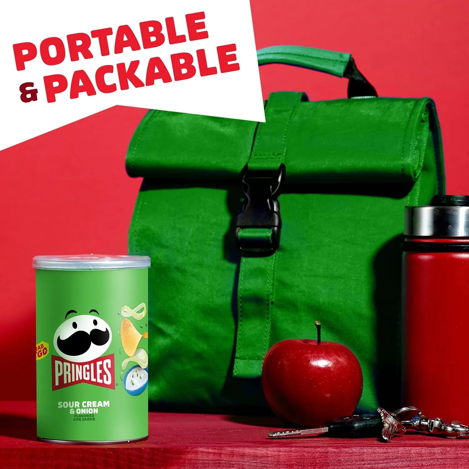 Pringles Potato Crisps Chips, Lunch Snacks, Office and Kids Snacks, Grab N' Go, Sour Cream and Onion (12 Cans)