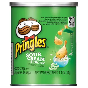 Pringles Potato Crisps Chips, Sour Cream and Onion Flavored, Grab and Go, Bulk Size, 16.8 oz (Pack of 12, 1.4 oz Cans)