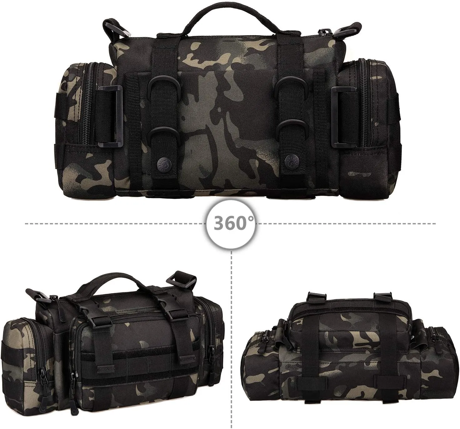 Protector Plus Tactical Fanny Pack Military Assault Waist Bag Hip Belt MOLLE Sling Army Lumbar Gear Pouch EDC Camera Handlebar Range Bags (Patch Included)