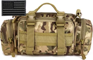 Protector Plus Tactical Fanny Pack Military Assault Waist Bag Hip Belt MOLLE Sling Army Lumbar Gear Pouch EDC Camera Handlebar Range Bags (Patch Included)