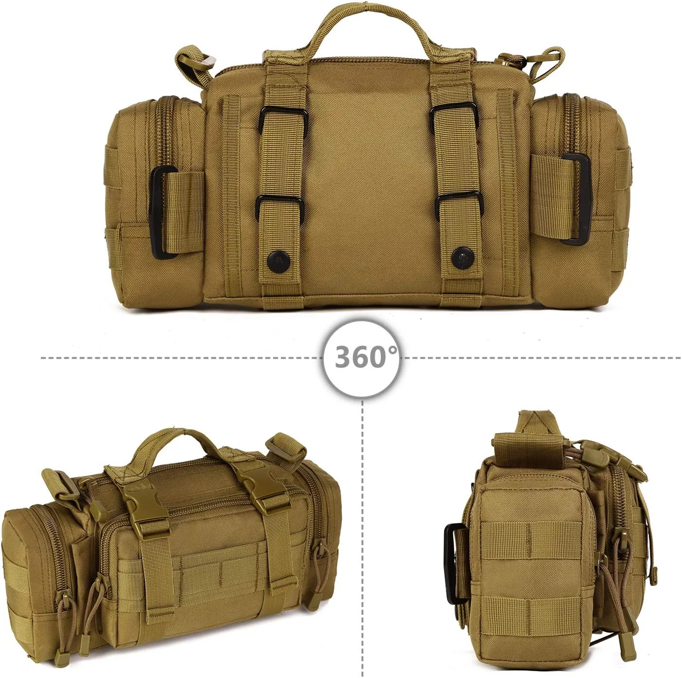 Protector Plus Tactical Fanny Pack Military Assault Waist Bag Hip Belt MOLLE Sling Army Lumbar Gear Pouch EDC Camera Handlebar Range Bags (Patch Included)